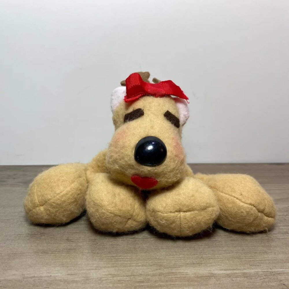 1984 Rhonda Reindeer Plush Stuffed Animal Bean Bag Toy 80s Christmas Collectible
